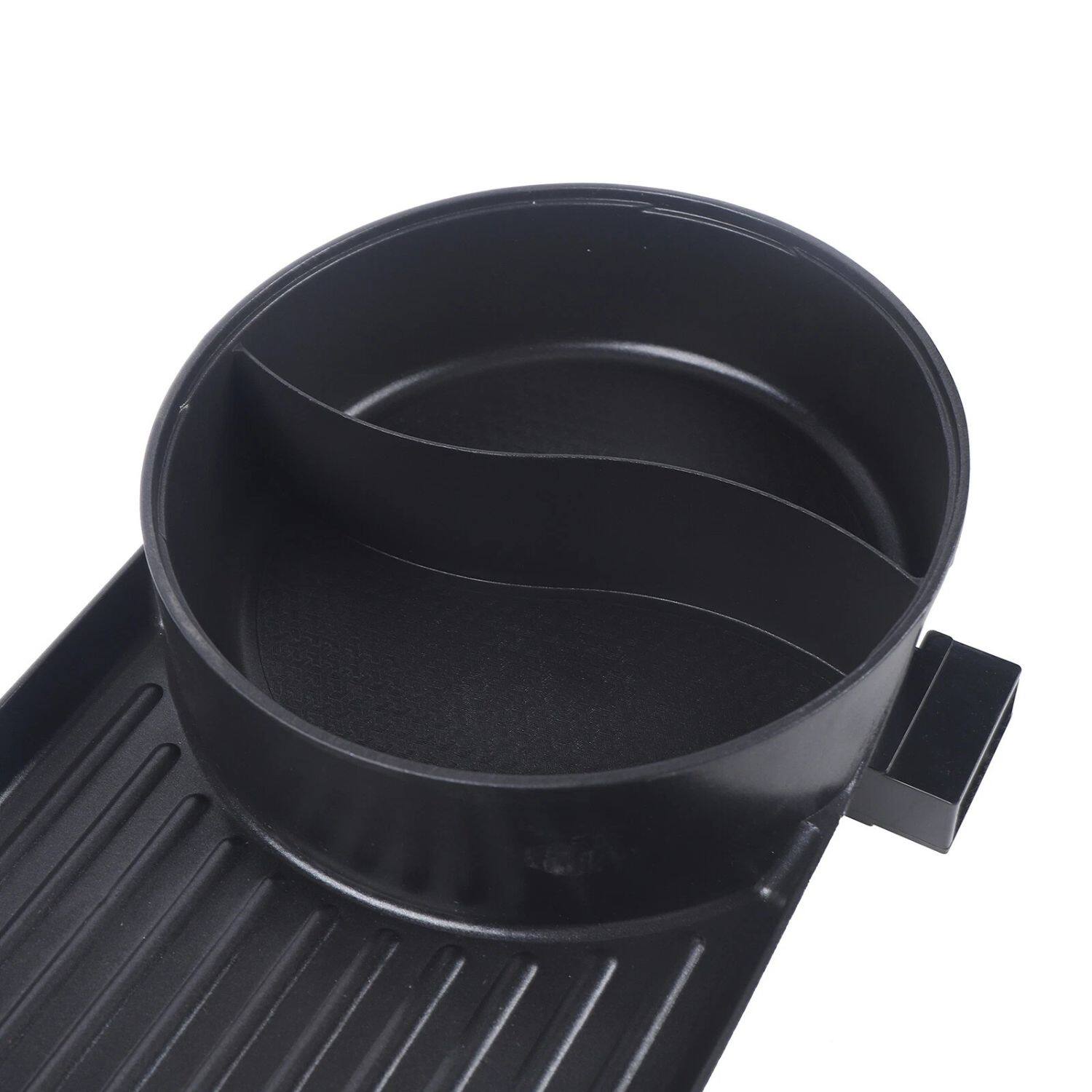 Left. Home Collection - 2-in-1 Electric Hot Pot with Grill – Shabu Shabu & BBQ Cooking Pot - Black / Silver.