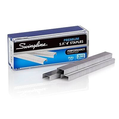 PREMIUM S.F. 4" STAPLES  
Swingline  
PERFORMANCE GUARANTEED  
FULL 5,000 STRAPLES  
5,000