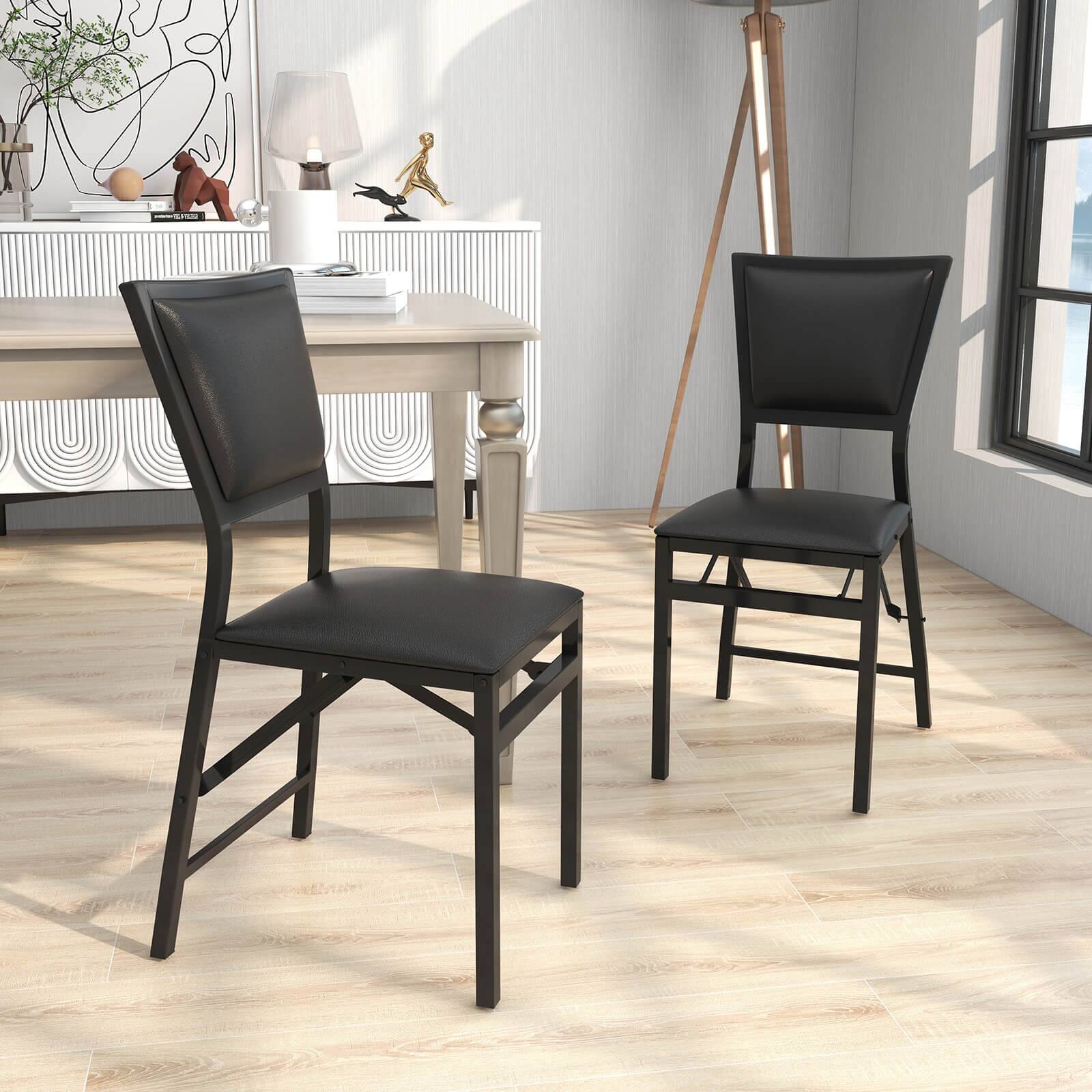 Alt View 4. Costway - Costway Set of 2 Metal Folding Chair Dining Chairs Home Restaurant Furniture Portable - Black.