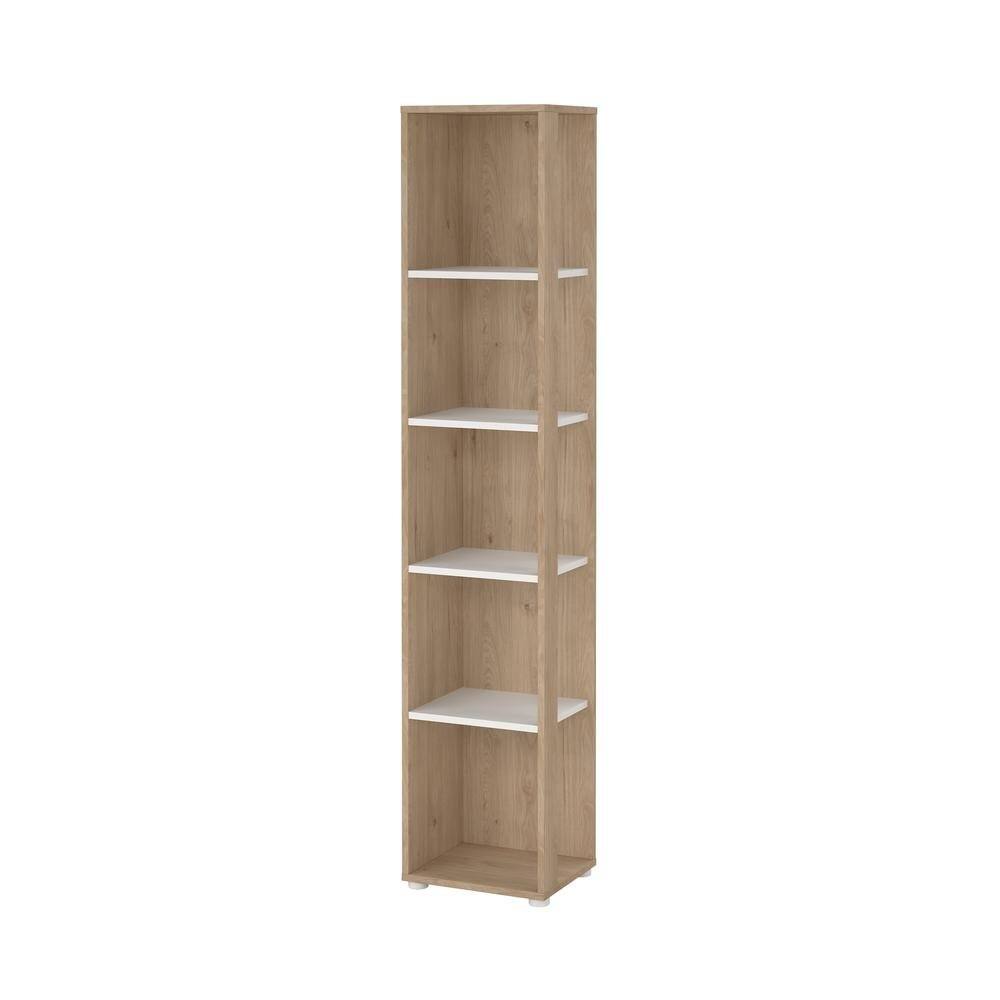 Back. FurniFact - 5-Shelf Bookcase with Side Access Design for Home or Office - Brown.