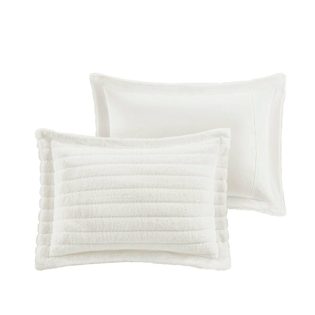 Alt View 1. Gracie Mills - Gracie Mills Felton Plush to Sherpa Reversible Comforter Set - Ivory.