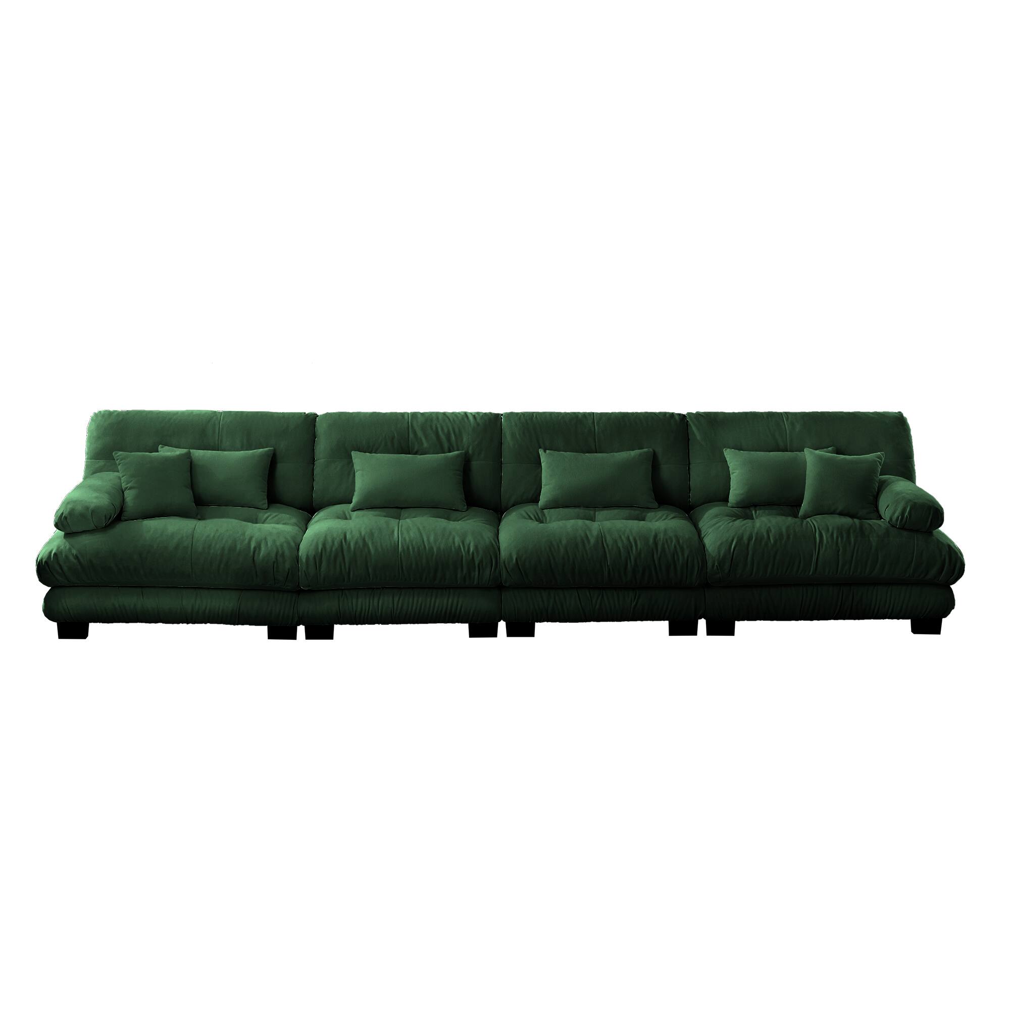 Alt View 7. LOVMOR - 4 Seater Chenille Modular Sectional Couch Deep Seat Compressed Pack For Living Room Apartment Office Plush Den - Green.
