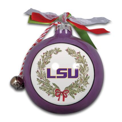 Front. Magnolia Lane - LSU Tigers Wreath Kickoff Painted Ornament - Multicolor.