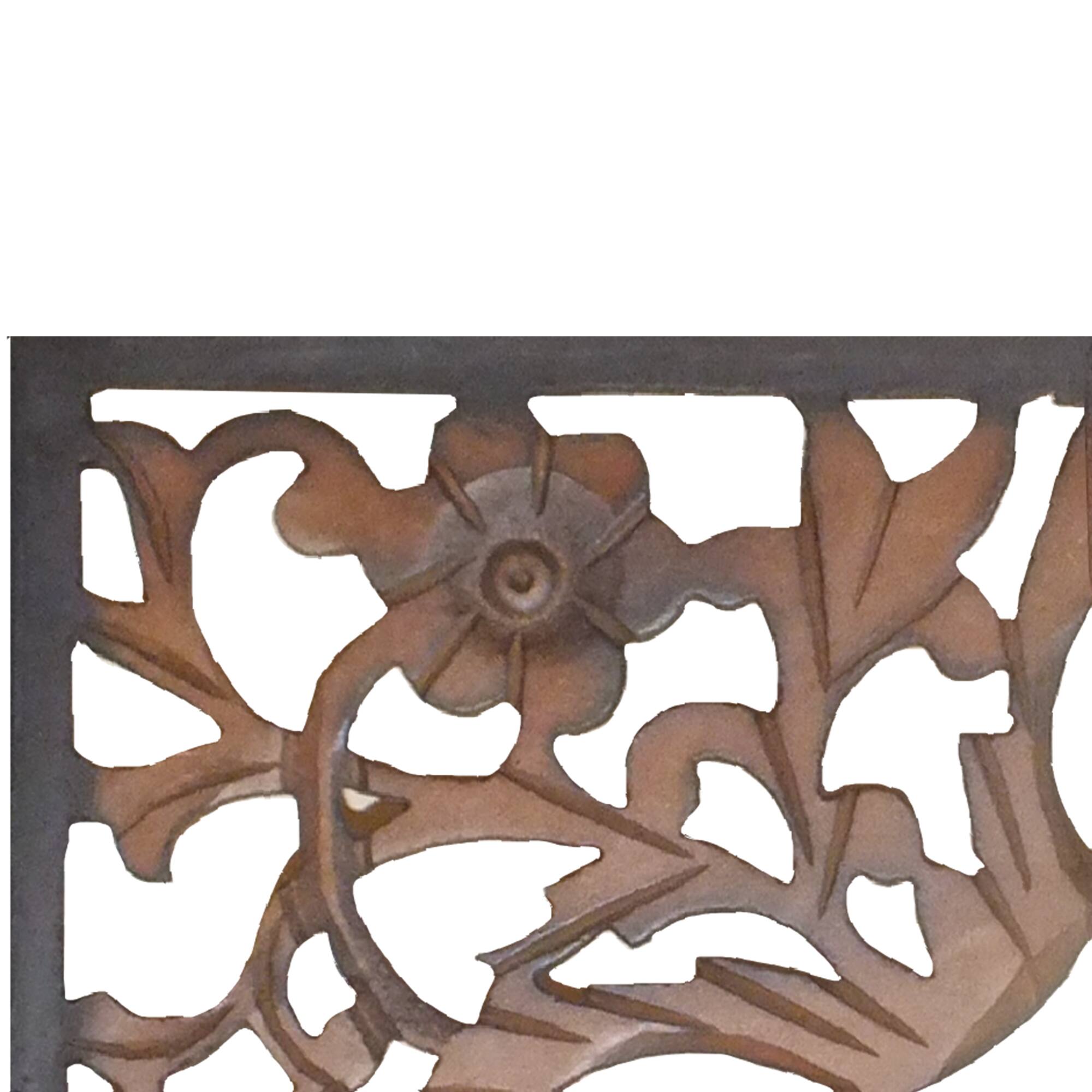 Alt View 3. Manhattan Lane - Rectangular Wall Panel with Intricate Floral Carvings - Black.