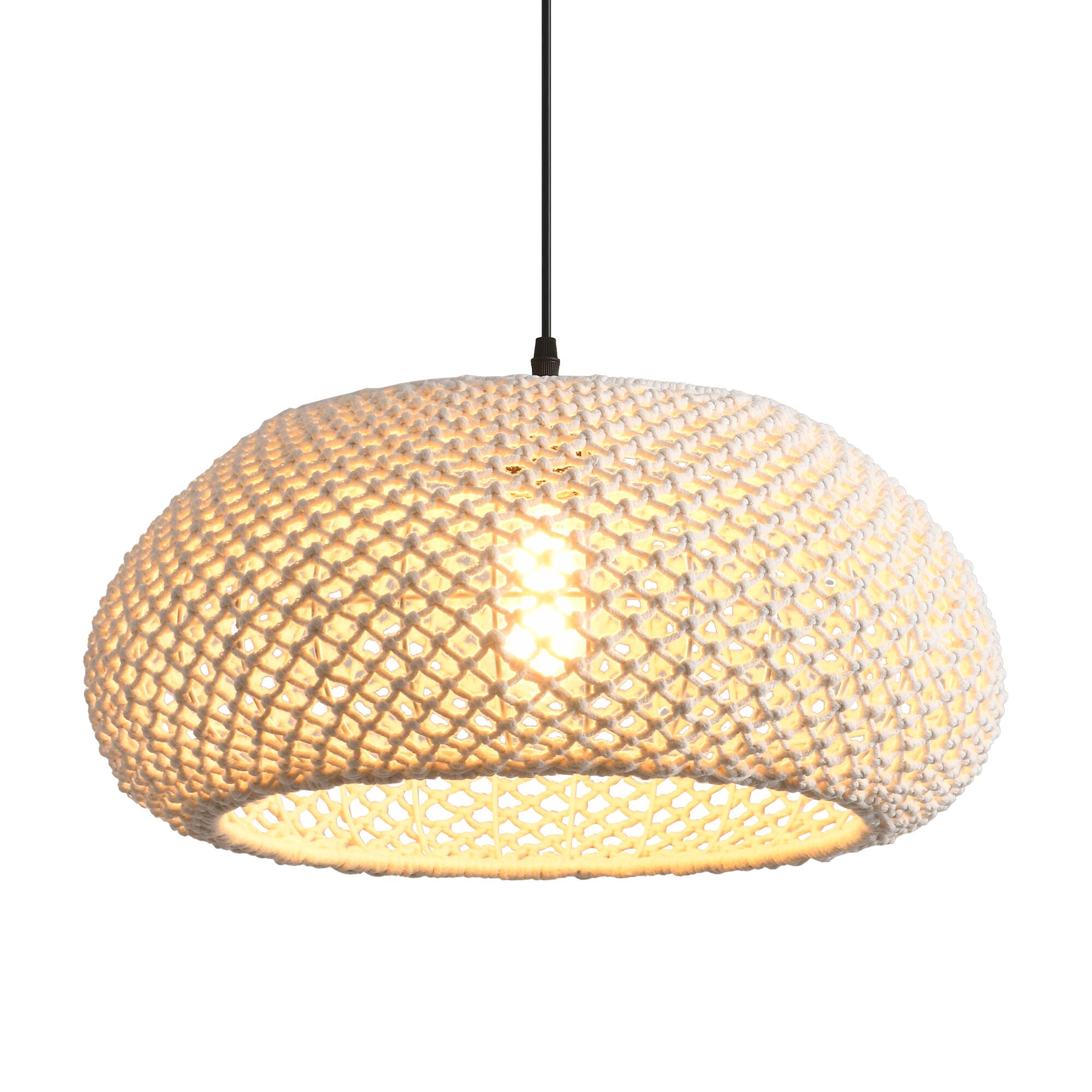 Alt View 5. Parrot Uncle - 1-Light Rustic Beige Hand-Woven Cotton Hanging Basket Pendant Light.