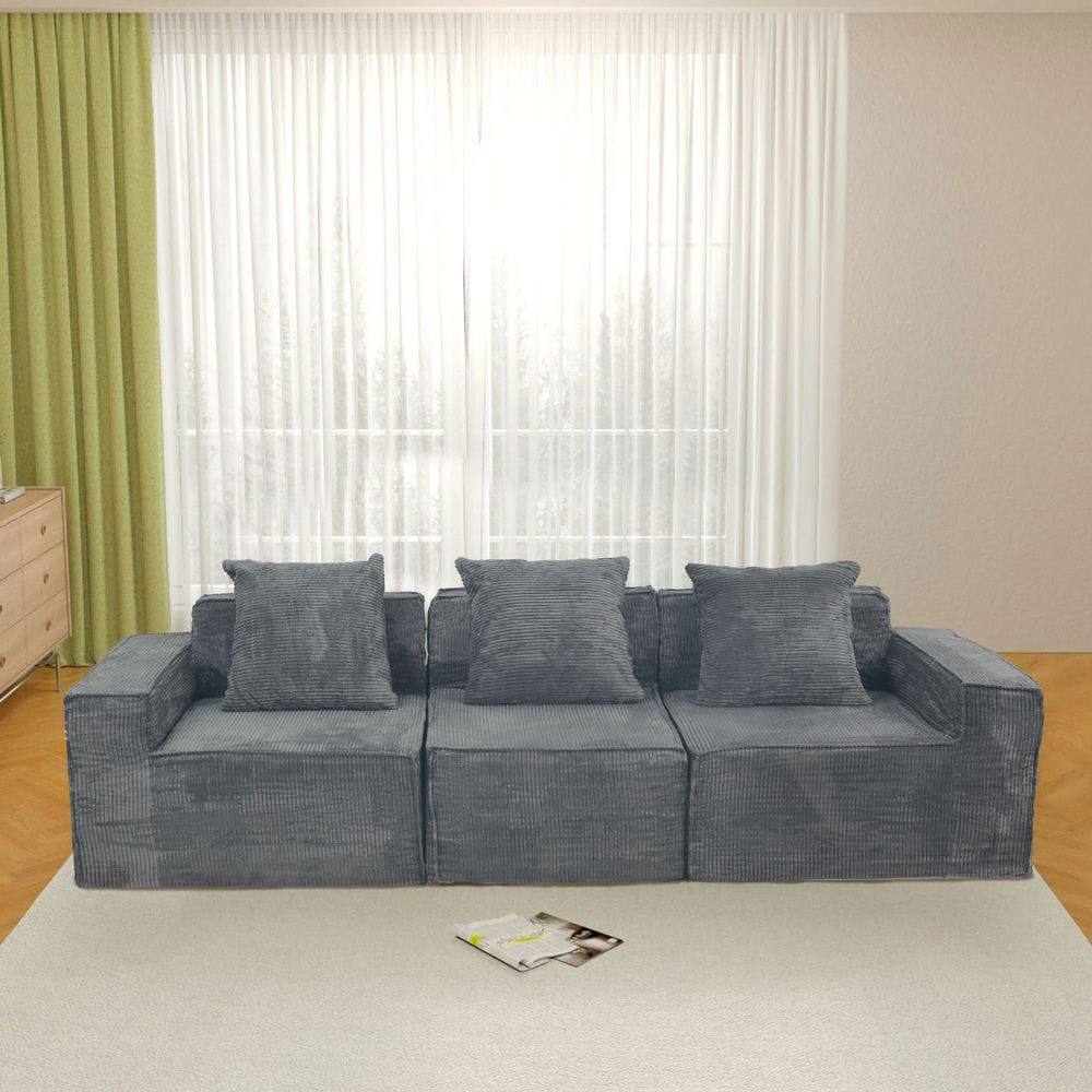 Front. Kadyn - Convertible Floor Sofa Bed, Chenille Futon Design with Pillow Back Support and Armrests, Dark Grey - Gray.