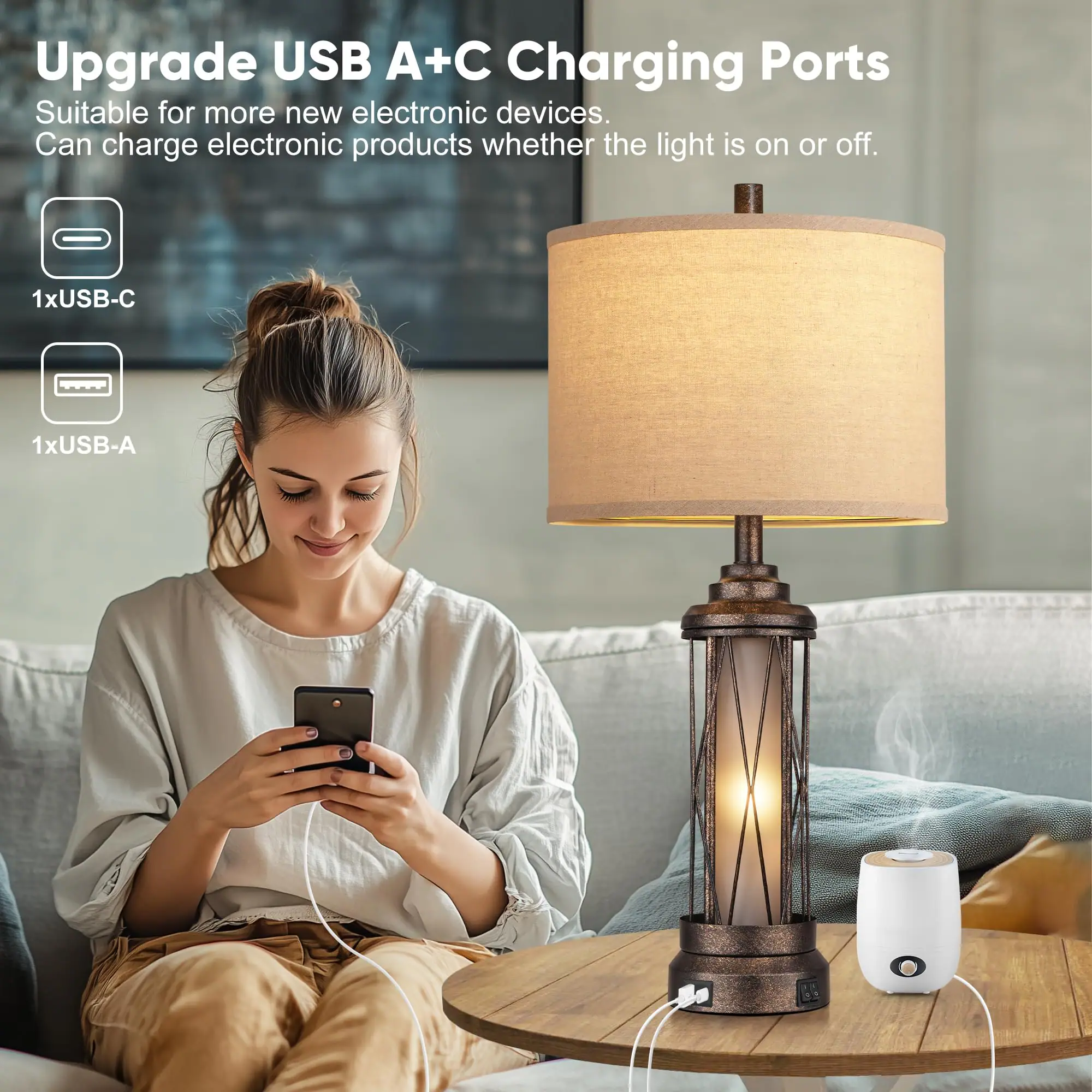 Upgrade USB A+C Charging Ports

Suitable for more new electronic devices. Can charge electronic products whether the light is on or off.

1xUSB-C  
1xUSB-A