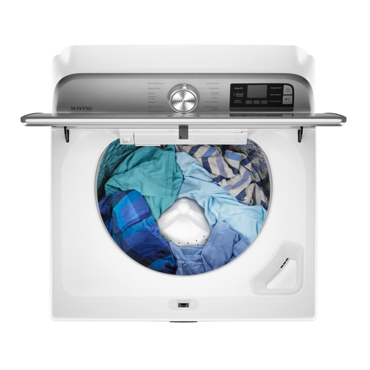 Normal/Regular  
Quick Wash  
Heavy Duty  
Delicates  
Daily Start  
Photos Sanitize  
Oil  
EXTRA POWER  
Wrinkle Control  
Colors  
Drain  
Spec  
Remote Enabled  
Advantage  
Softener  
DO itne Cycle  
MAYTAG  
Tofky Cycle  
YearC  
SORTENER