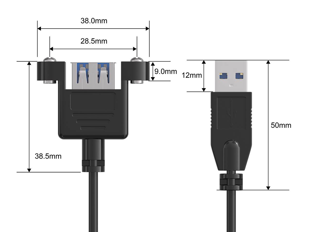 Cable Leader USB 3.0 Panel Mount USB A SuperSpeed Extension Cable ...