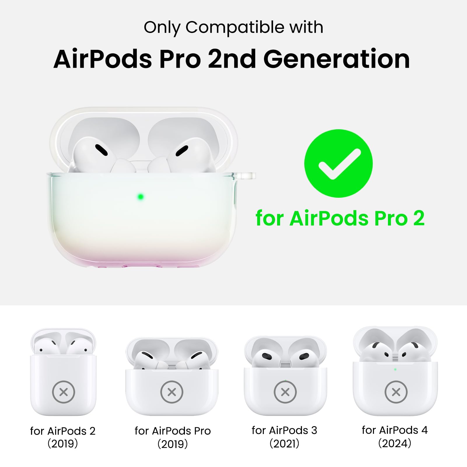 Only Compatible with AirPods Pro 2nd Generation for AirPods Pro 2 for AirPods 2 (2019) for AirPods Pro (2019) for AirPods 3 (2021) for AirPods 4 (2024)