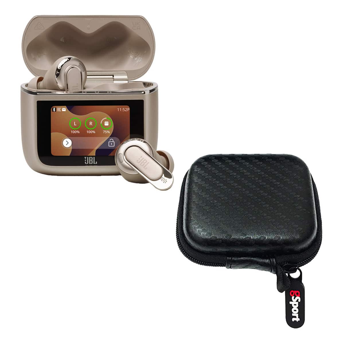 JBL - Tour Pro 3 Noise Cancelling True Wireless Earbud Bundle with gSport Case - Latte