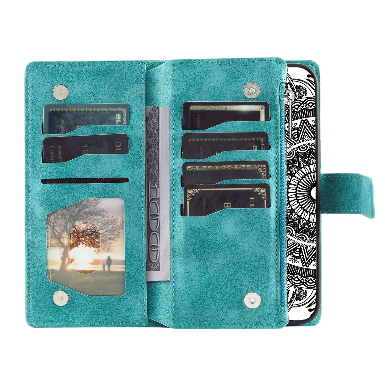 Dteck Wallet Case for Samsung Galaxy A17 5G Zipper Pocket Flowers PU ...