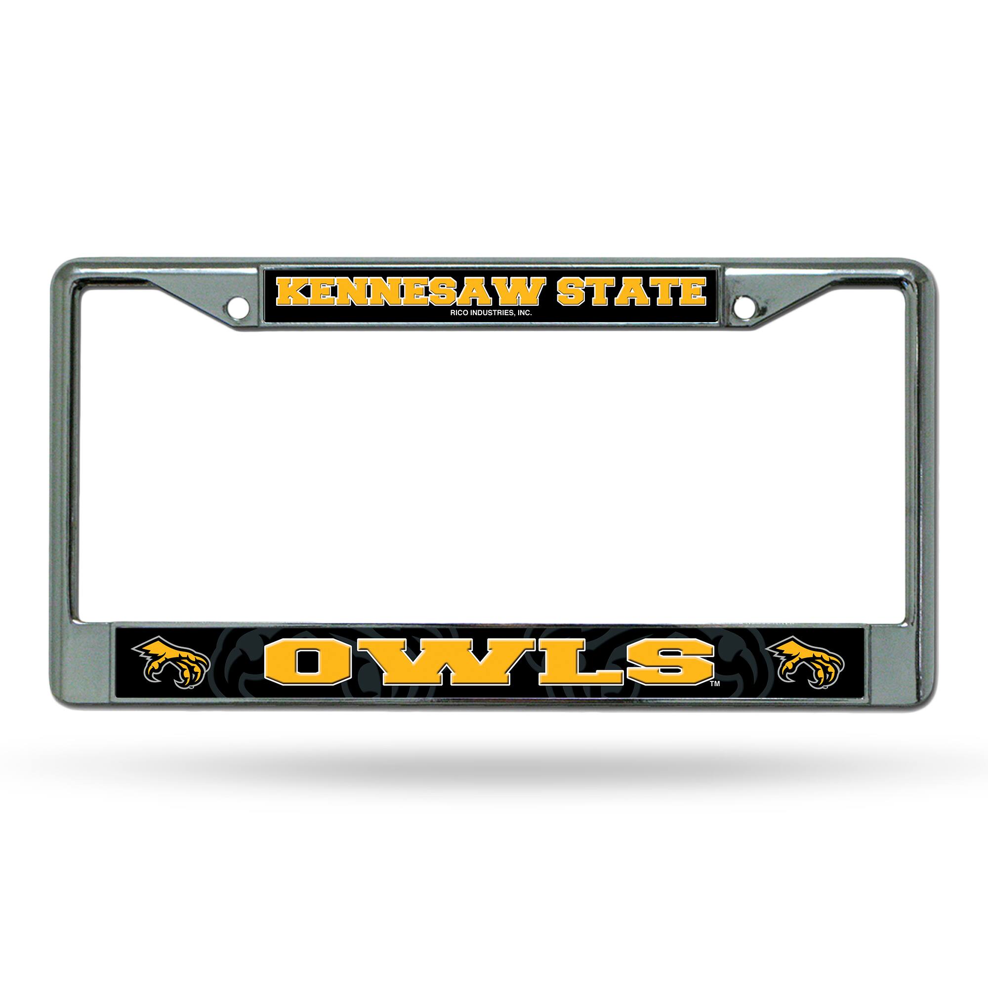 Kennesaw State Owls - 12" x 6" Standard Size - Chrome Metal License Plate Frame