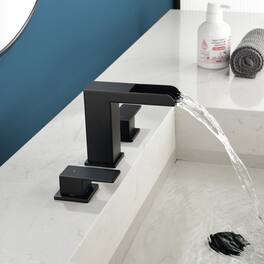 Black Faucet SUS304 Waterfall Spout cUPC Quick Connect Dual Handle Pop Up Drain