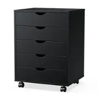 Bestier - Storage Cabinet 5 Drawers 18.7 in.W Dressers with Wheels Mobile Organizer Drawers for Office, Bedroom, Home - Black - Front_Zoom