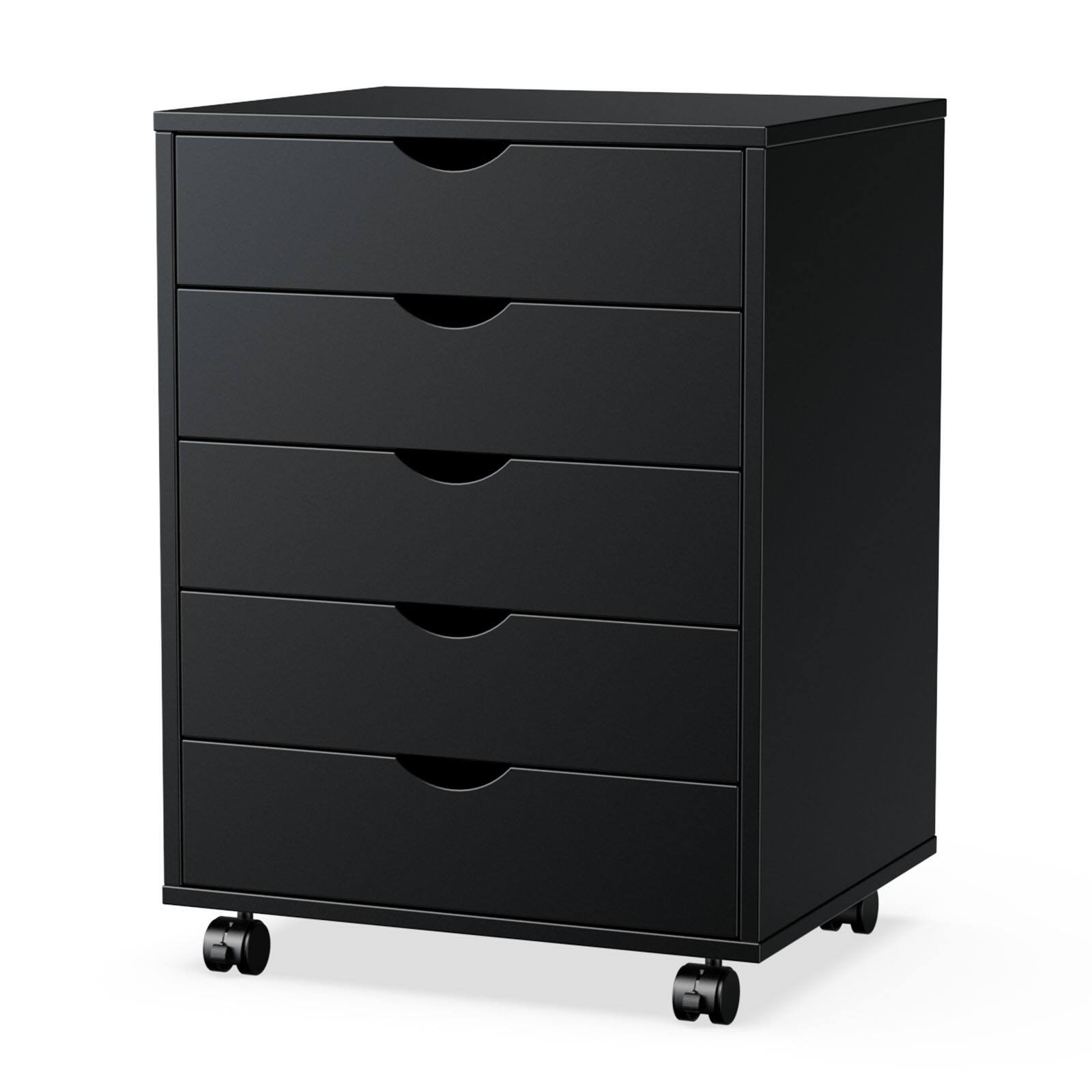 Front. Bestier - Storage Cabinet 5 Drawers 18.7 in.W Dressers with Wheels Mobile Organizer Drawers for Office, Bedroom, Home - Black.