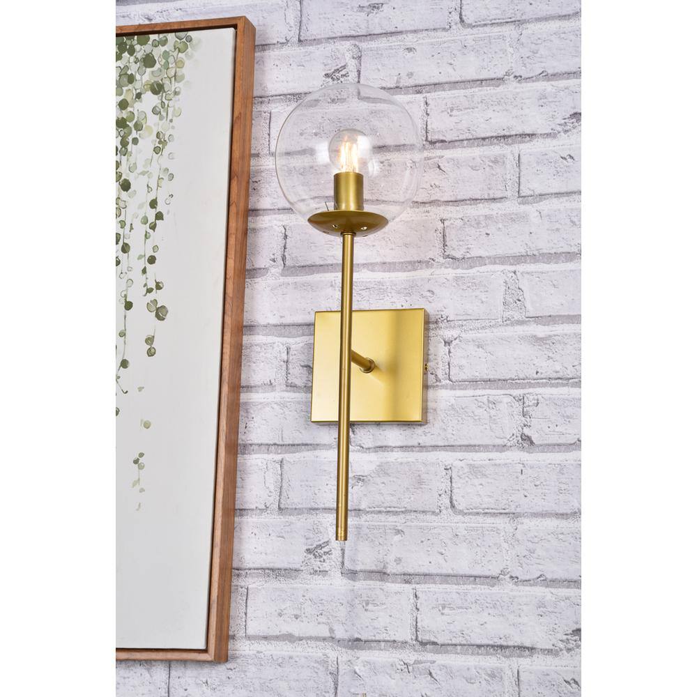 Angle. Living District - Neri 1 light brass and clear glass wall sconce - Brass And Clear.