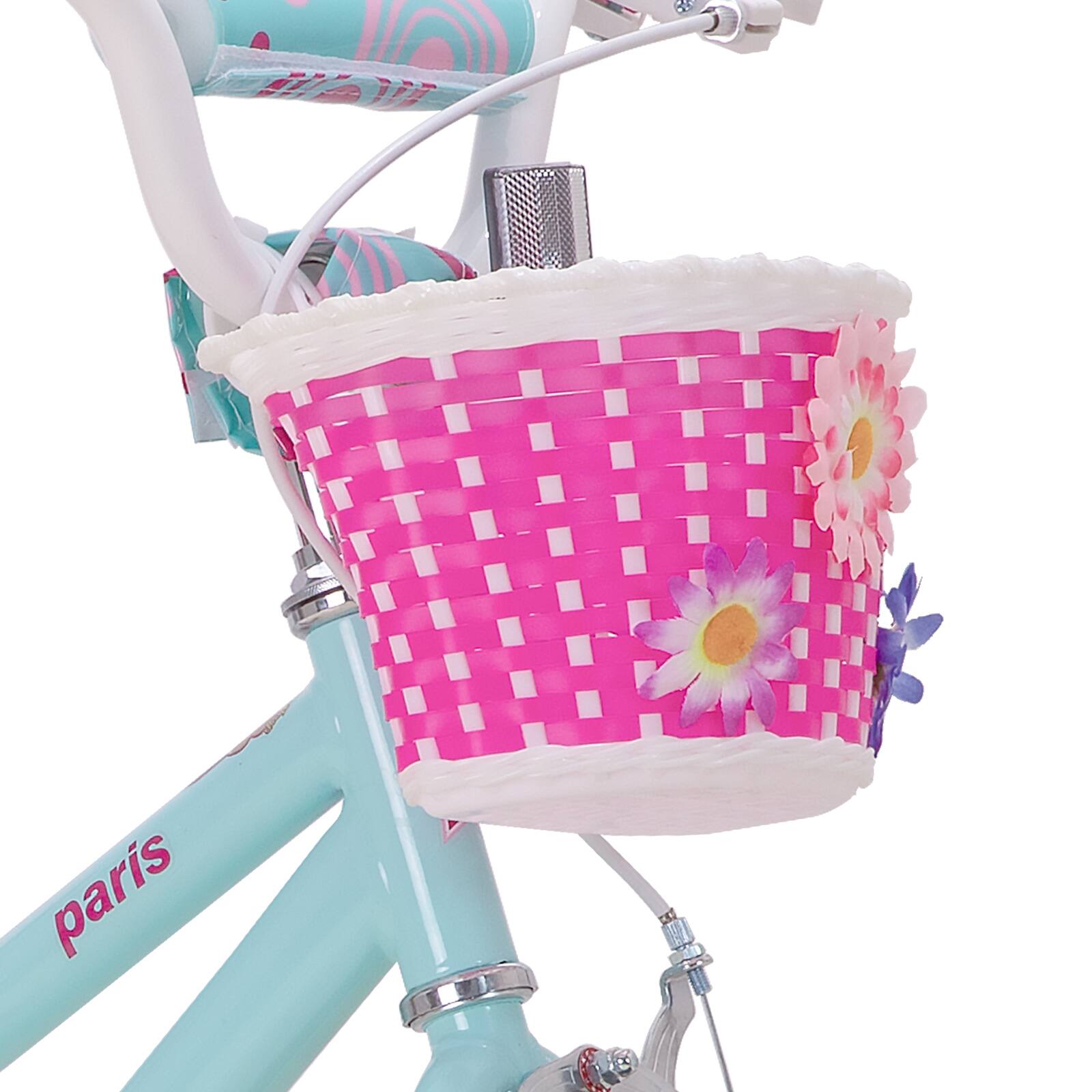 Alt View 7. JOYSTAR - JOYSTAR Paris Girls Bike for Ages 3-5, 14 Inch Kids Bike with Training Wheels, Basket and Handbrake, Fuchsia Blue - Fuchsia Blue.