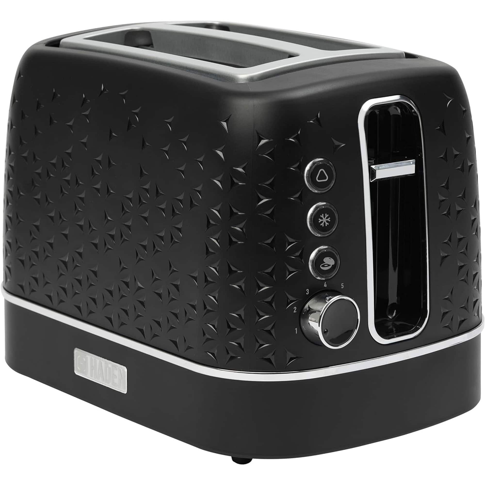 Haden - Starbeck 2 Slice Wide Slot Stainless Steel Toaster, Black & Chrome - Black / Chrome