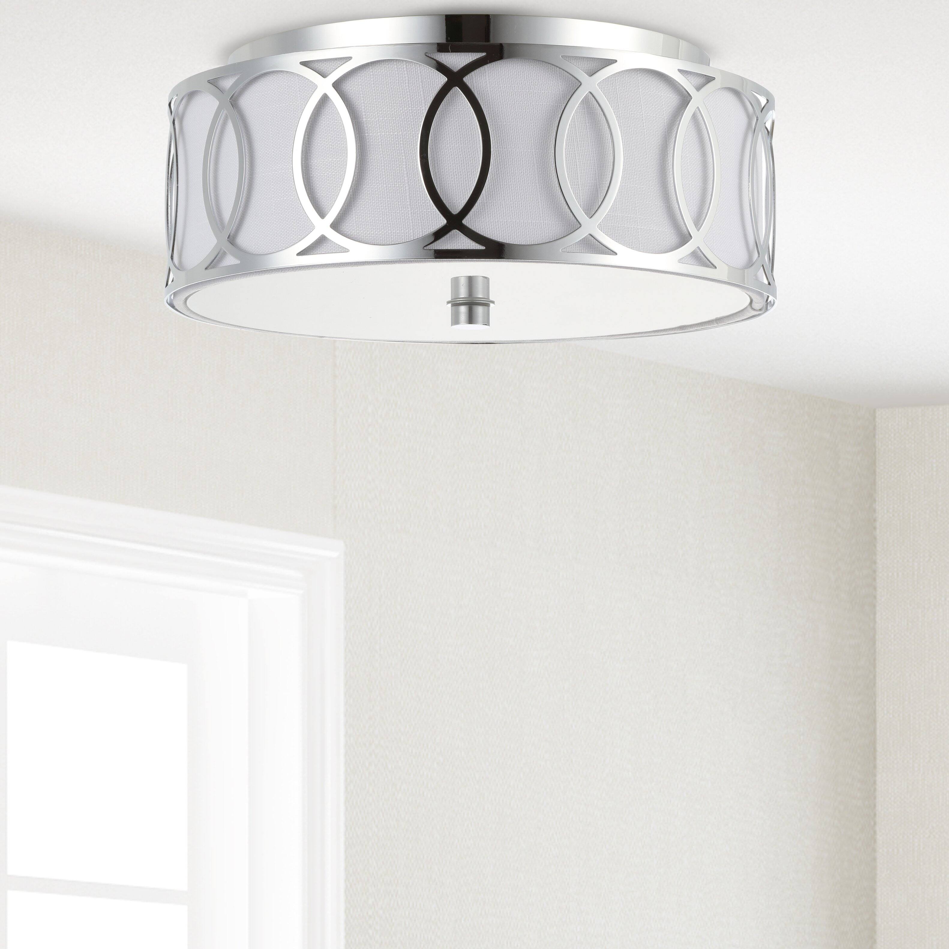 Alt View 6. Jonathan Y - Aria 2-Light 12.25" Metal LED Flush Mount, Chrome - Chrome.