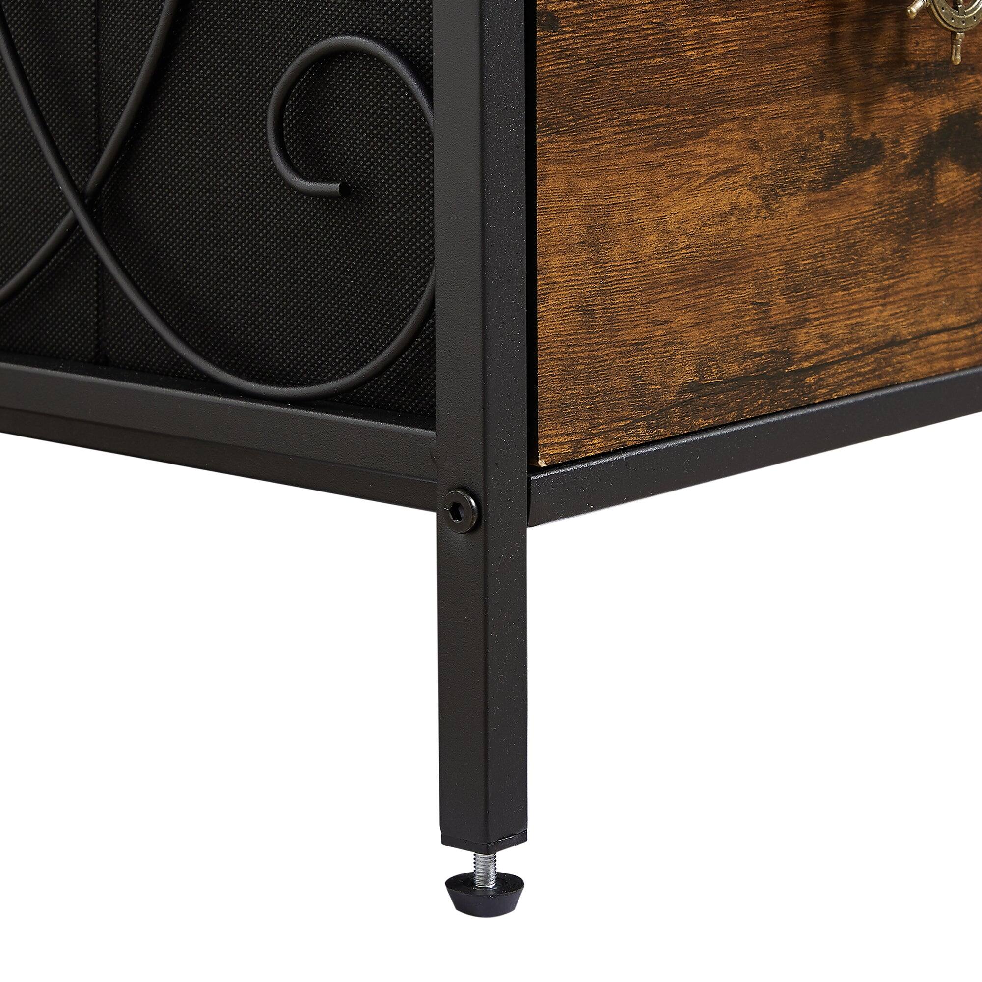 Left. Vecelo - 6 Drawer Dresser with Storage, Fabric Drawer Dresser with Metal Frame for Bedroom Living Room - Brown.