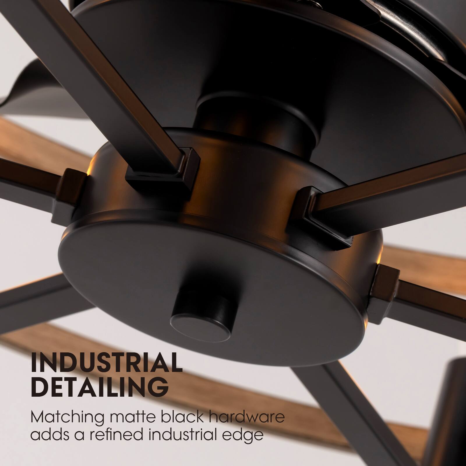 INDUSTRIAL DETAILING  
Matching matte black hardware adds a refined industrial edge