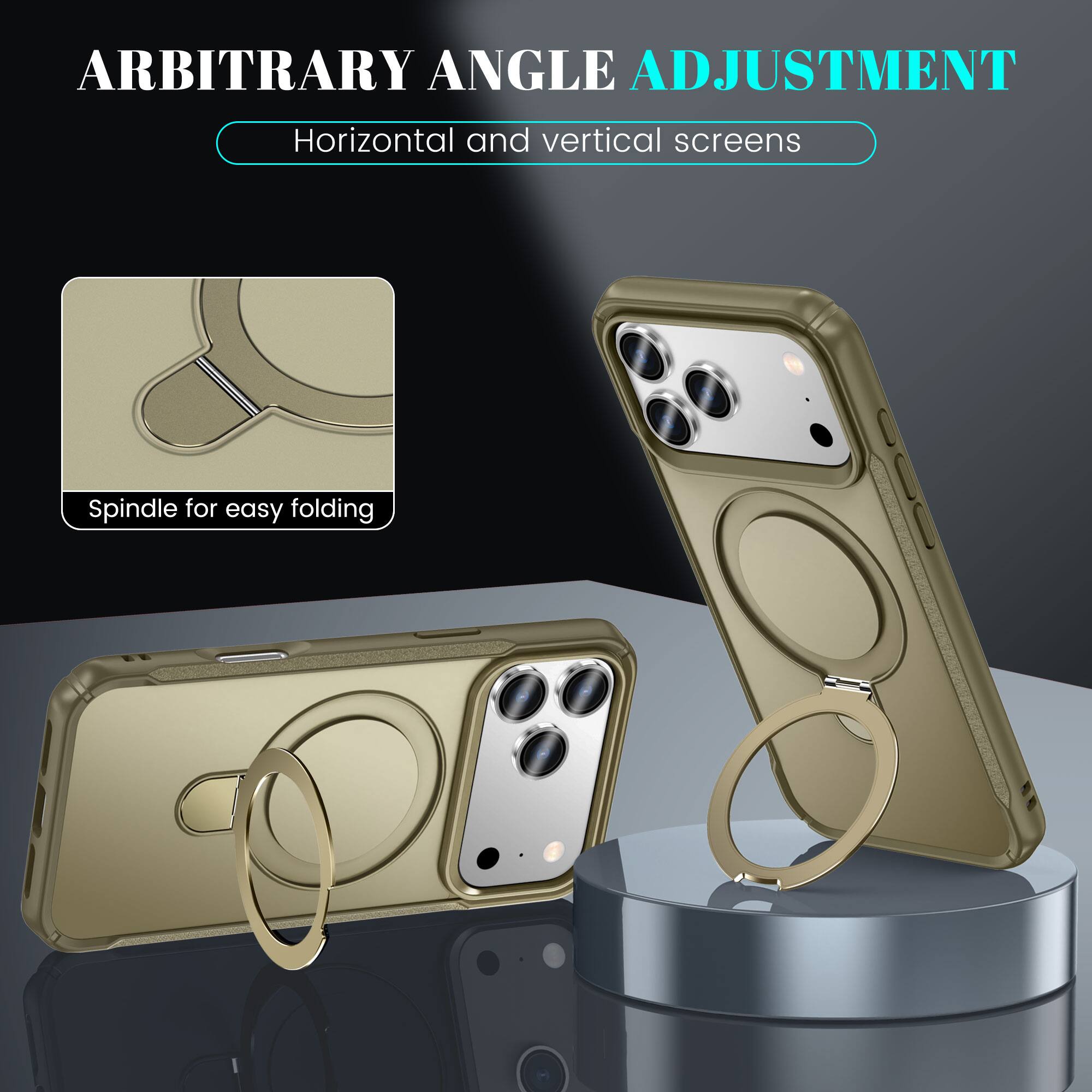 ARBITRARY ANGLE ADJUSTMENT  
Horizontal and vertical screens  
Spindle for easy folding