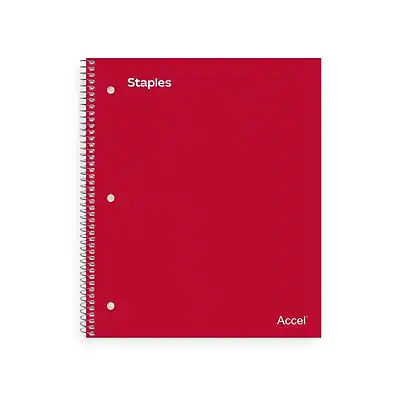 Red Ruled Sheets Staples Premium Poly 1 Subject Notebook, 8.5