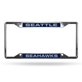 Rico Industries - Seattle Football Seahawks All Corner EZ View Chrome Metal Laser Cut License Plate Frame - Multi