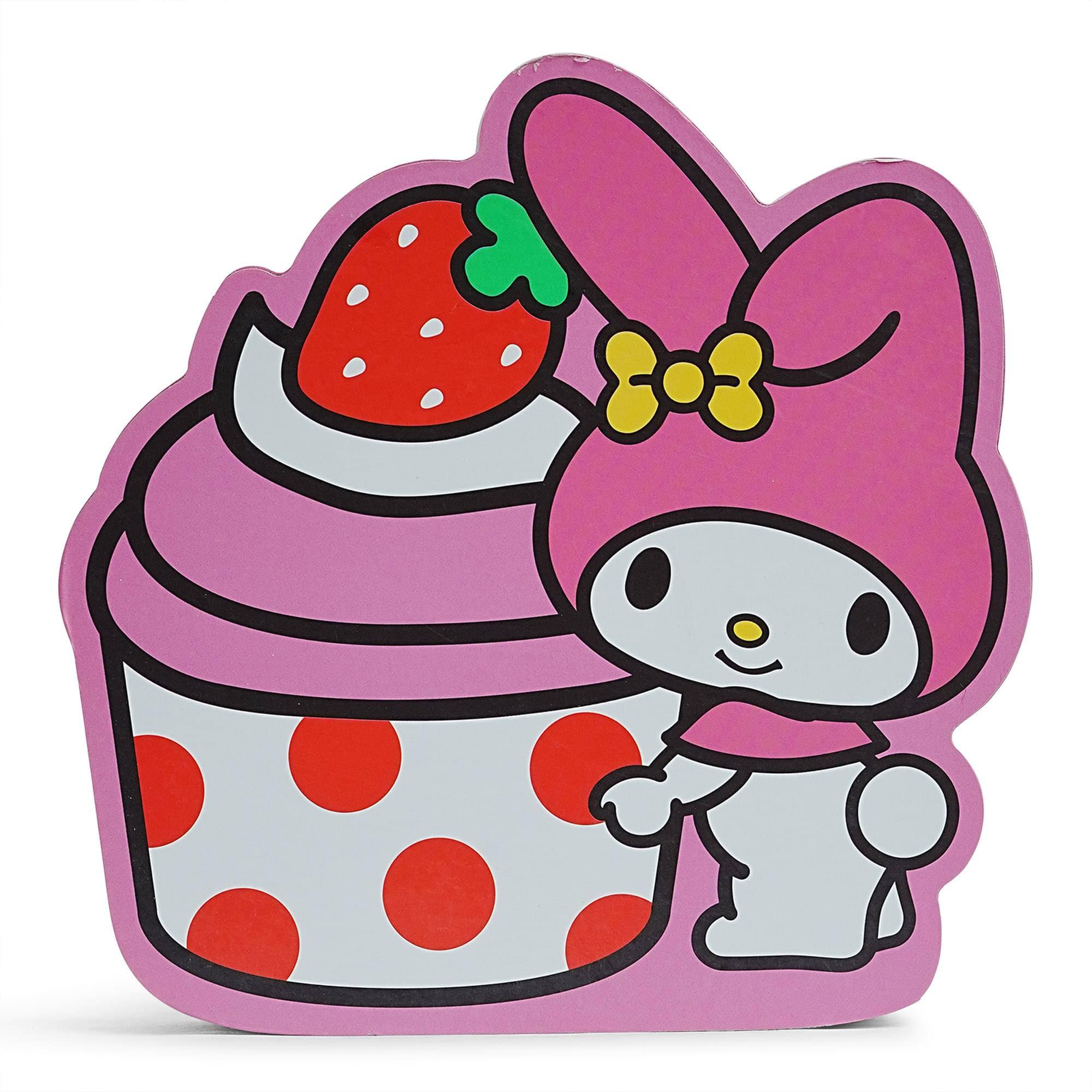 Alt View 1. Silver Buffalo - Sanrio My Melody Strawberry Cupcake Die-Cut Wooden Wall Art Sign | 7 x 8 Inches - Pink.