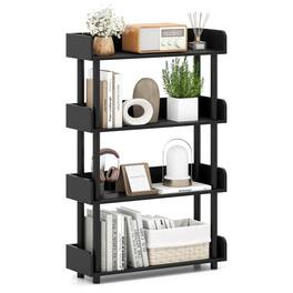 Costway - 1 PCS 4-Tier Bookshelf with Anti-Tipping Kit Industrial Storage Unit for Living Room - Black
