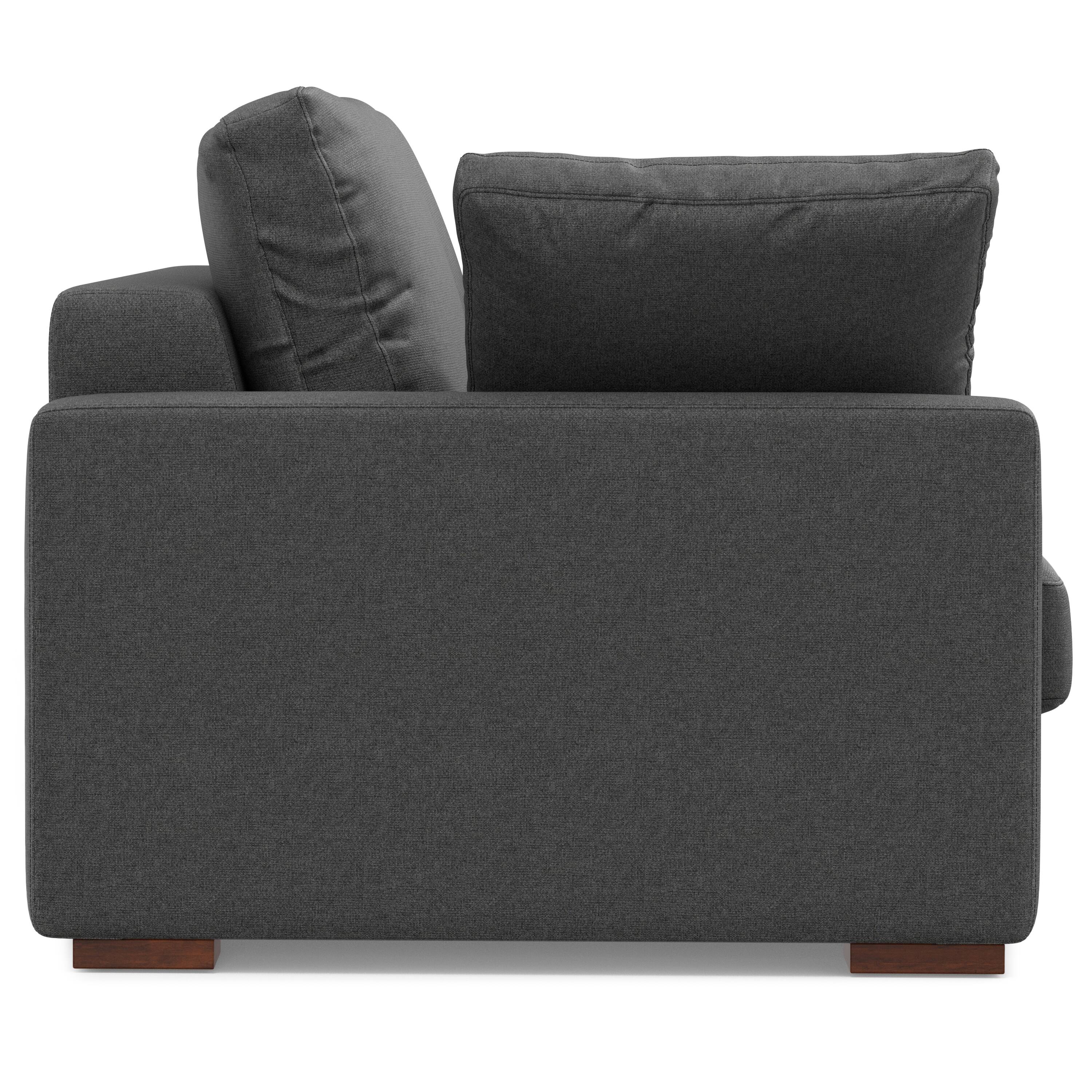 Back. Simpli Home - Charlie 96-inch Sofa in Tightly Woven Performance Fabric - Pebble Grey.