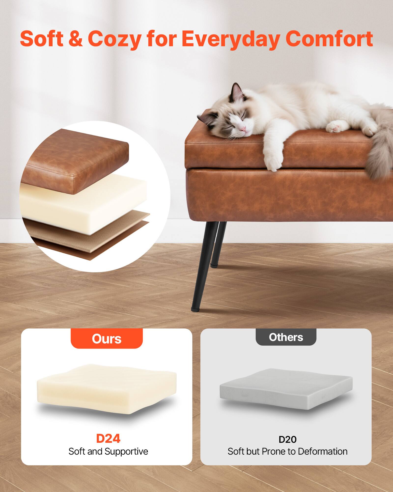 Soft & Cozy for Everyday Comfort

Ours
D24
Soft and Supportive

Others
D20
Soft but Prone to Deformation