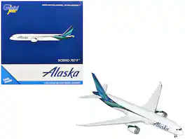 Boeing 787-9 Commercial Aircraft "Alaska Airlines" (N784HA) White with Blue and Green Tail 1/400 Model by GeminiJets