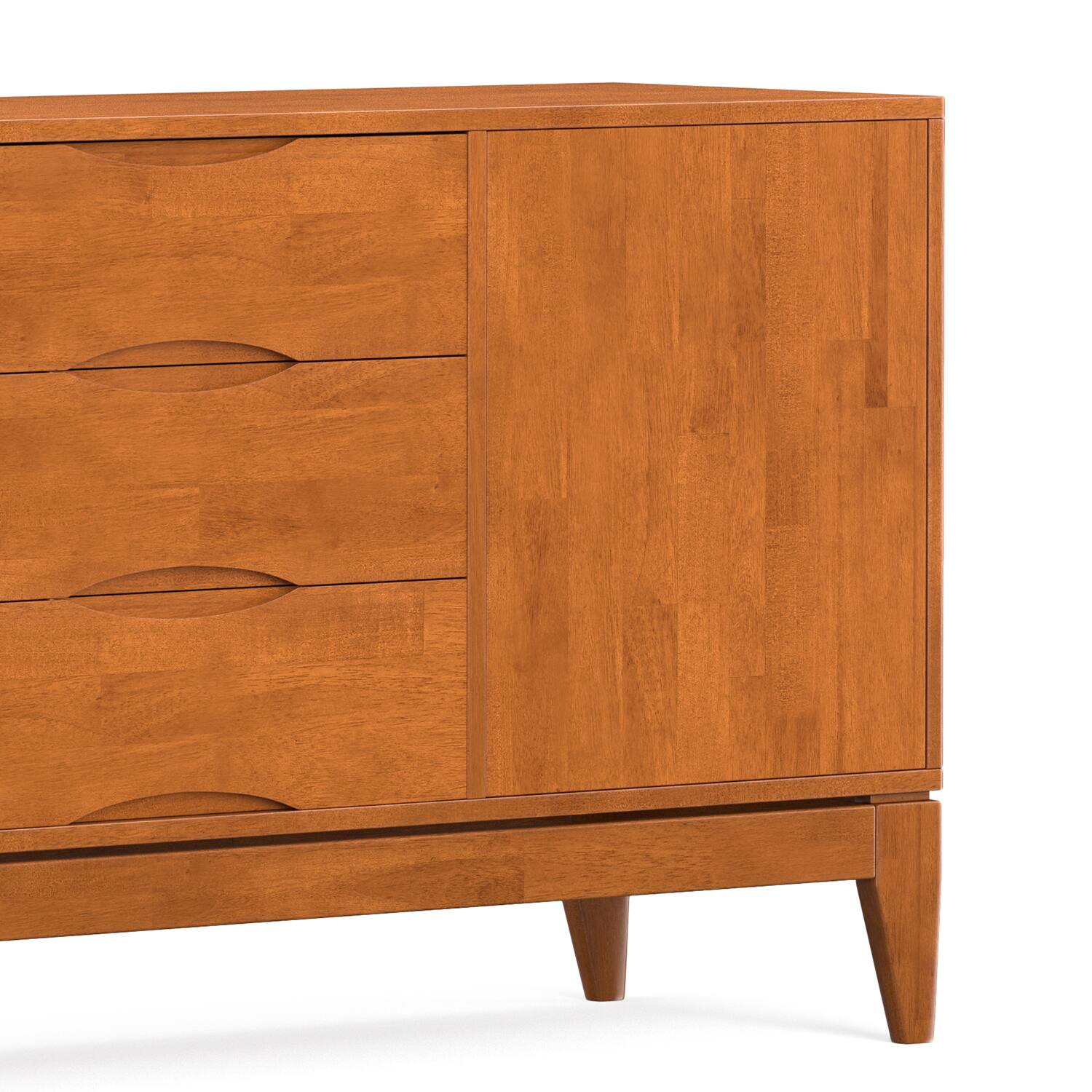 Alt View 6. Simpli Home - Harper 60 inch Wide Solid Hardwood Mid-Century Sideboard Buffet in Teak Brown - Teak Brown.