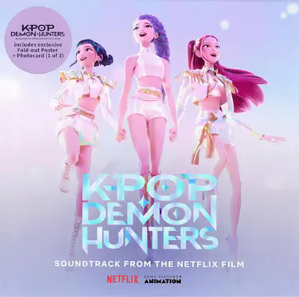 KPOP Demon Hunters Soundtrack from the Netflix Film includes exclusive Fold-out Poster + Photocard (1 of 3)
KPOP Demon Hunters Soundtrack from the Netflix Film
Netflix Animation
Sony Pictures