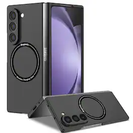 Dteck - for Samsung Galaxy Z Fold6 Case,Slim Matte PC Phone Cover,Mag Safe Compatible,Magnetic Folding Shockproof Cover - Black