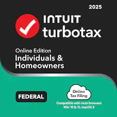 2025 TurboTax Online Edition Individuals & Homeowners Online FEDERAL Tax Filing Compatible with most browsers Win 10 & 11, macOS X