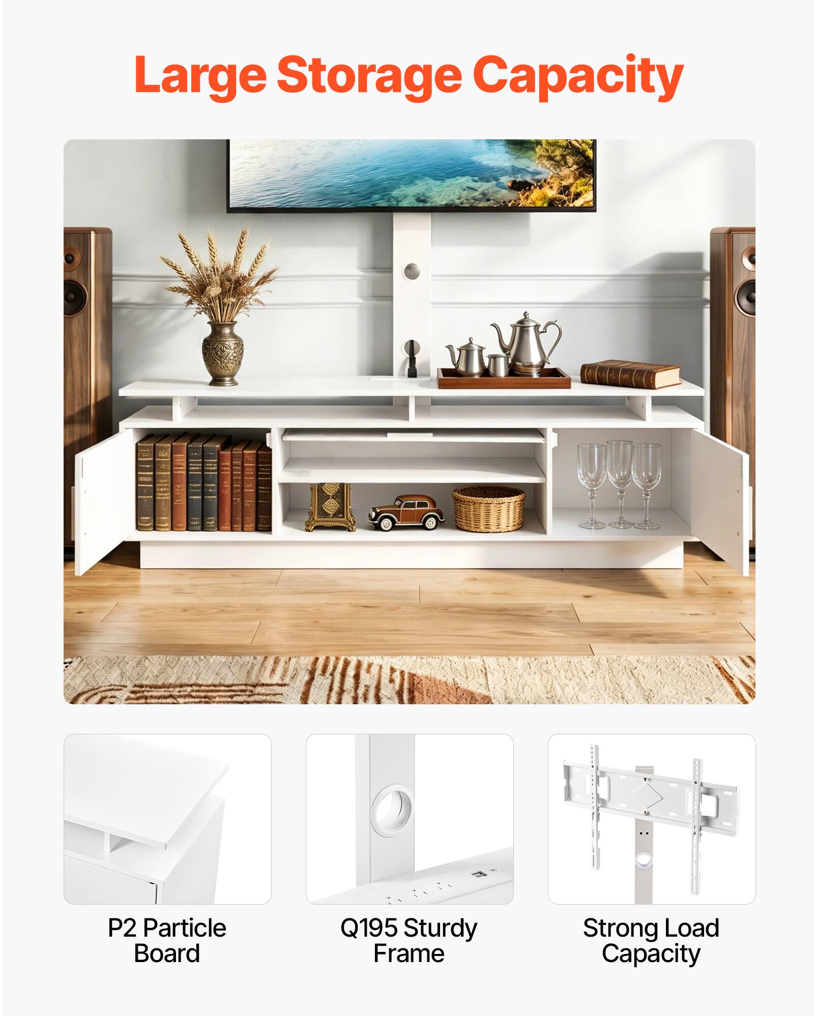 Large Storage Capacity

P2 Particle Board

Q195 Sturdy Frame

Strong Load Capacity