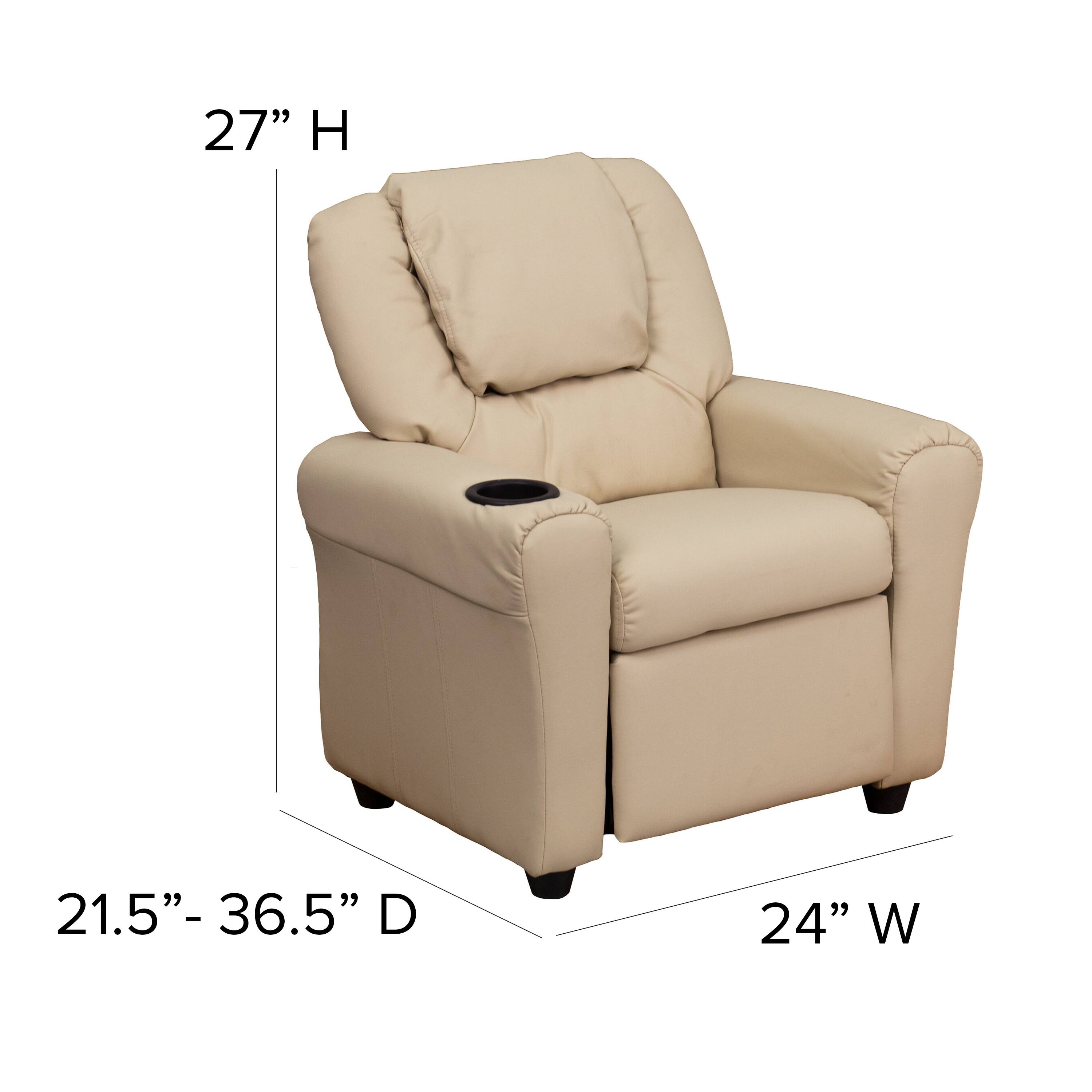 Alt View 12. Alamont Home - Contemporary Kids Recliner with Cup Holder and Headrest - Beige Vinyl.