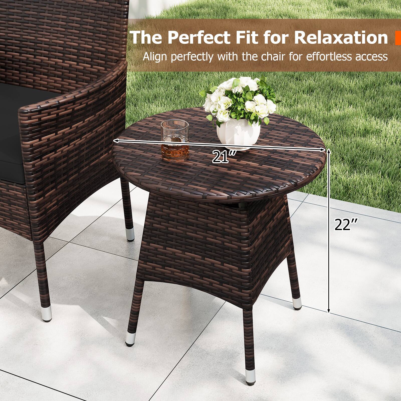 The Perfect Fit for Relaxation  
Align perfectly with the chair for effortless access  
21"  
22"