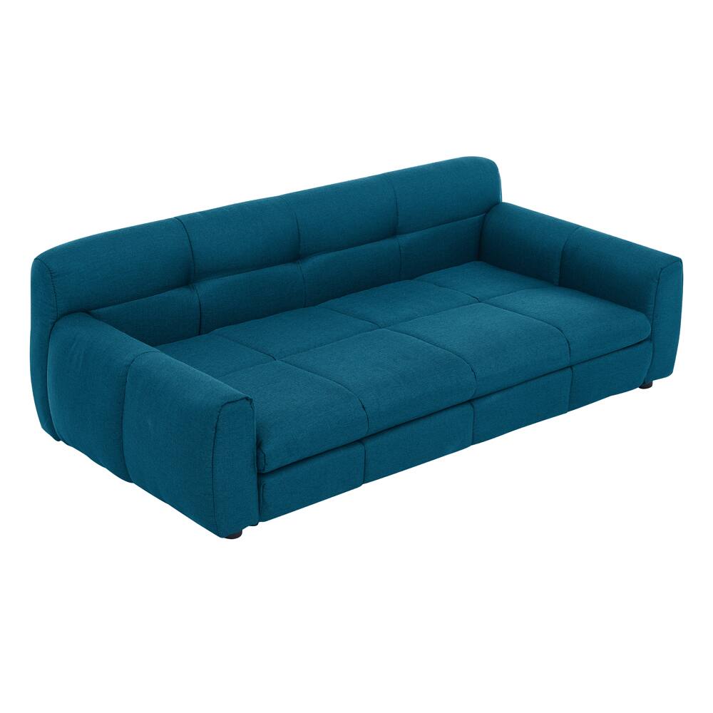Alt View 6. Siljoy - Dark Blue Linen Pet Sofa for Big Dogs, Elevated Dog Bed with Armrests & Back Support - Dark Blue.