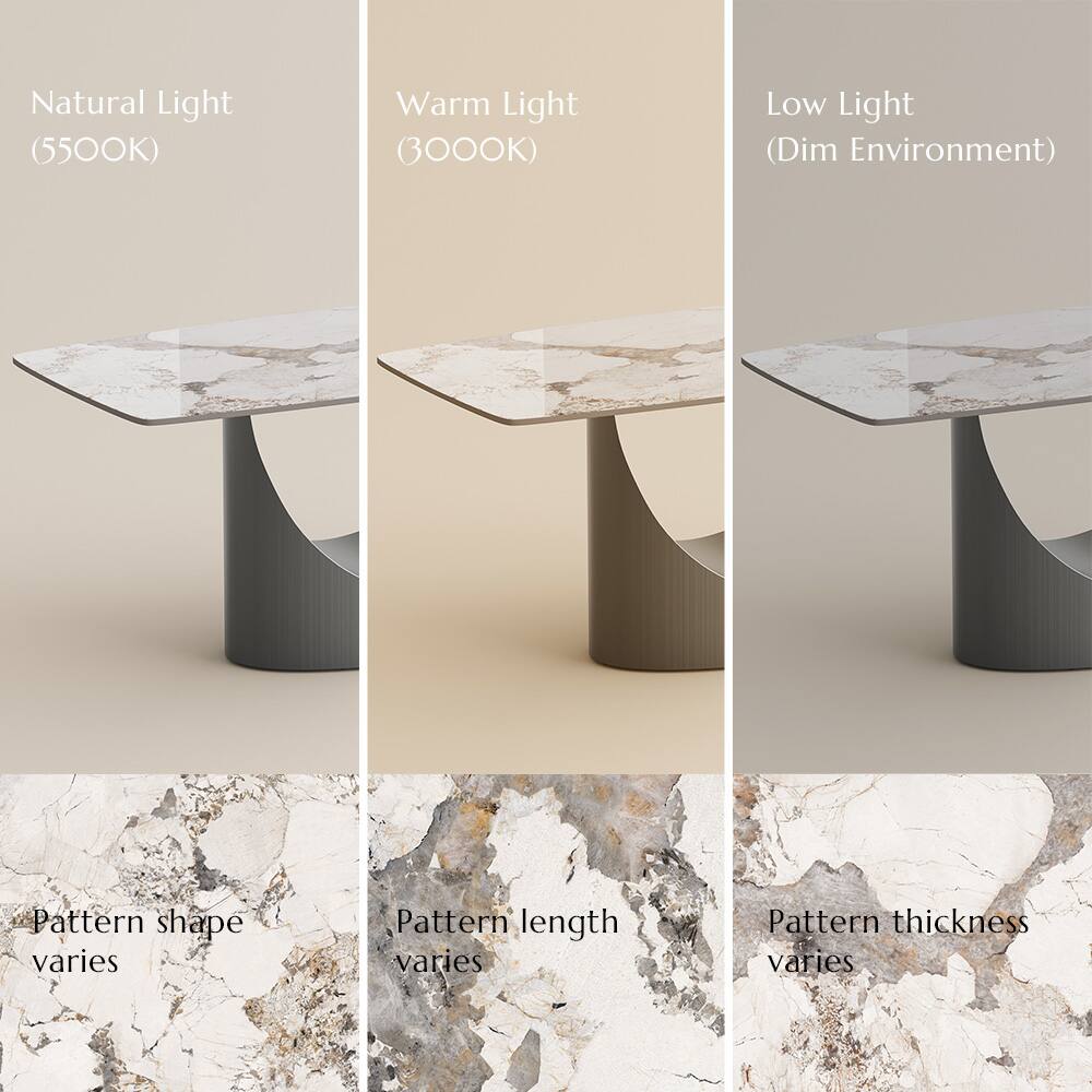 Natural Light (5500K)  
Warm Light (3000K)  
Low Light (Dim Environment)  

Pattern shape varies  
Pattern length varies  
Pattern thickness varies