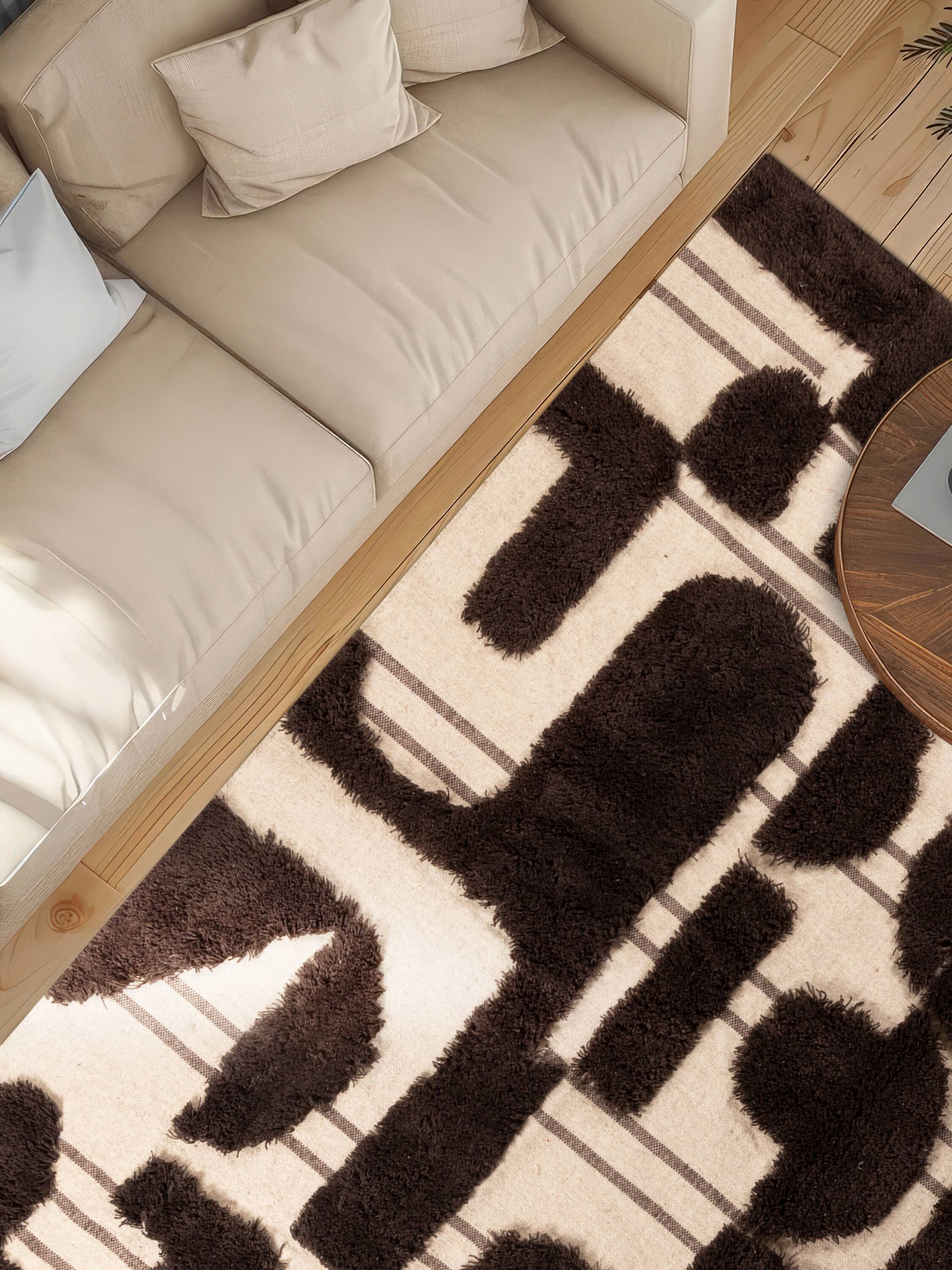 Back. GAURI KOHLI - Nasik Rug - Shades of brown and beige.