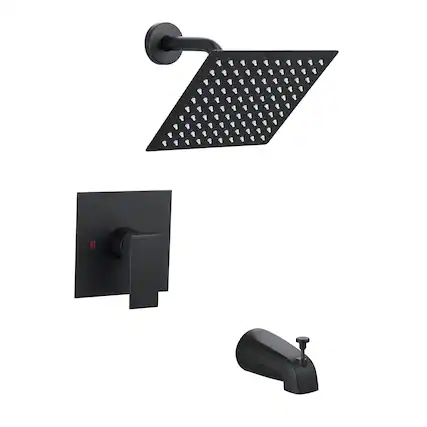 Front. Boyel Living - Matte Black Concealed Shower Faucet Set 8Inch 304 High Pressure Rain Head Copper Body 350000 Cartridge - black.