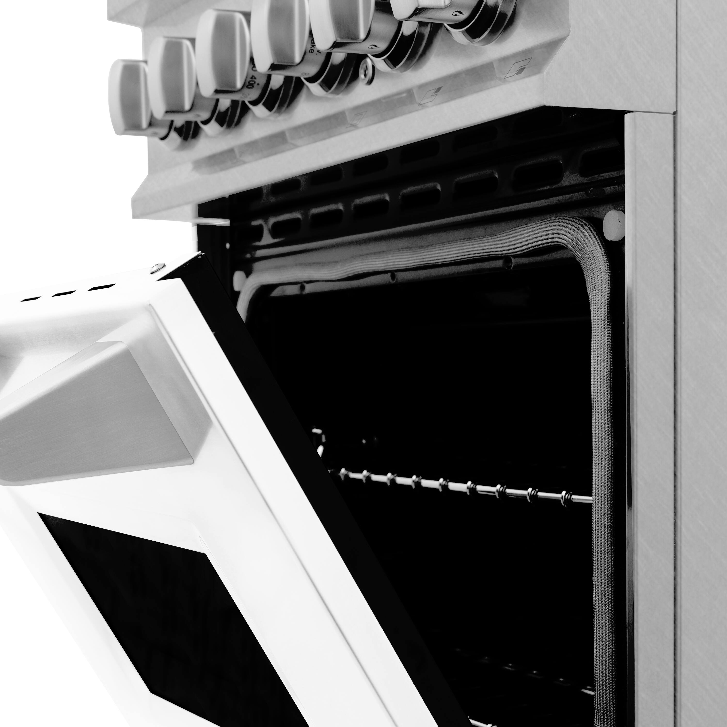 Alt View 6. ZLINE - ZLINE 24 in. Legacy Dual Fuel Range in Satin Stainless Steel w/ White Matte Door (RAS-WM-24) - Stainless steel.