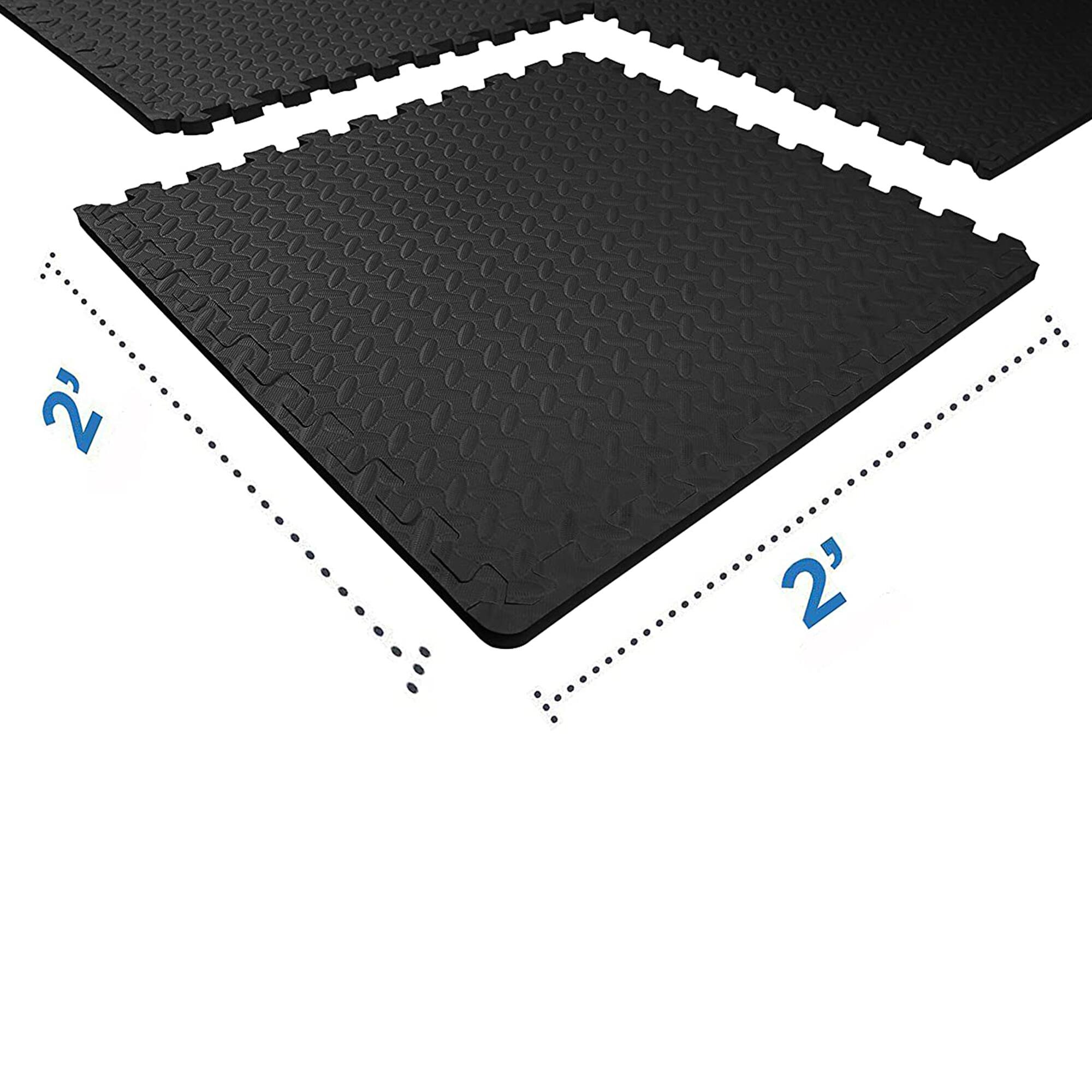 Alt View 4. BalanceFrom Fitness - BalanceFrom Fitness 96 Sq Ft Interlocking EVA Foam Exercise Mat Tiles, Black - Black.