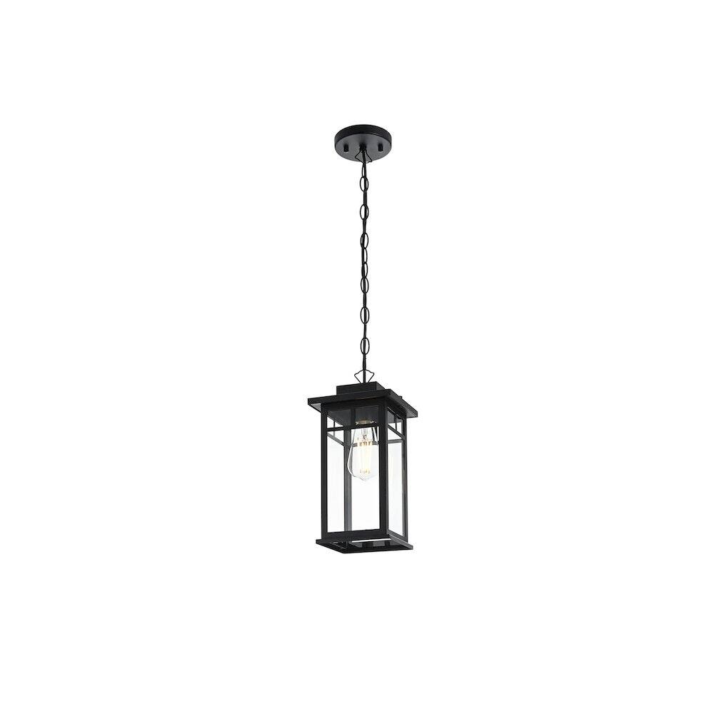 Angle. Elegant Lighting - Mercer 7 inch Outdoor Pendant in Black - Black.