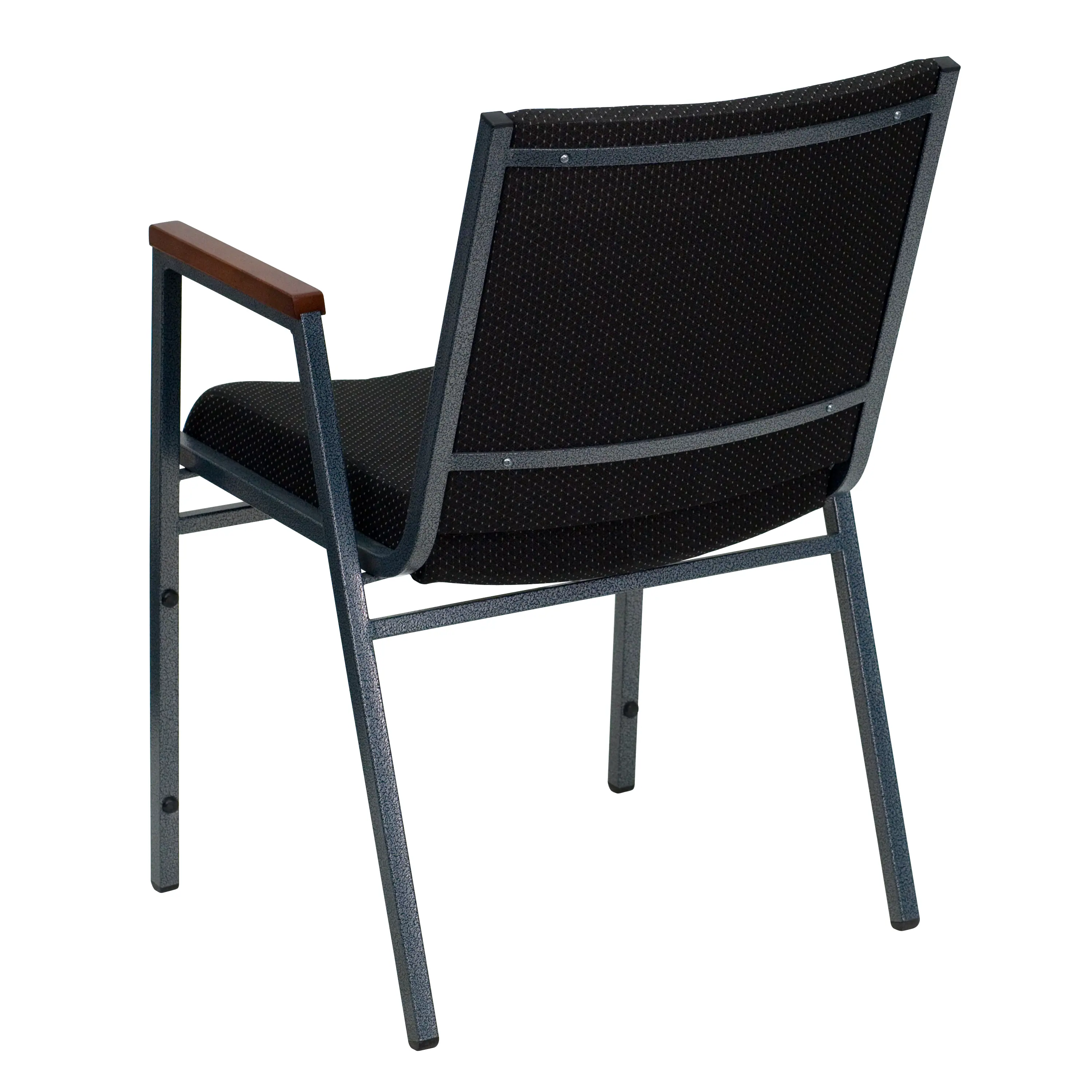 Alt View 4. Emma + Oliver - Heavy Duty Reception/Guest Stack Chair with Arms - Black Patterned Fabric.