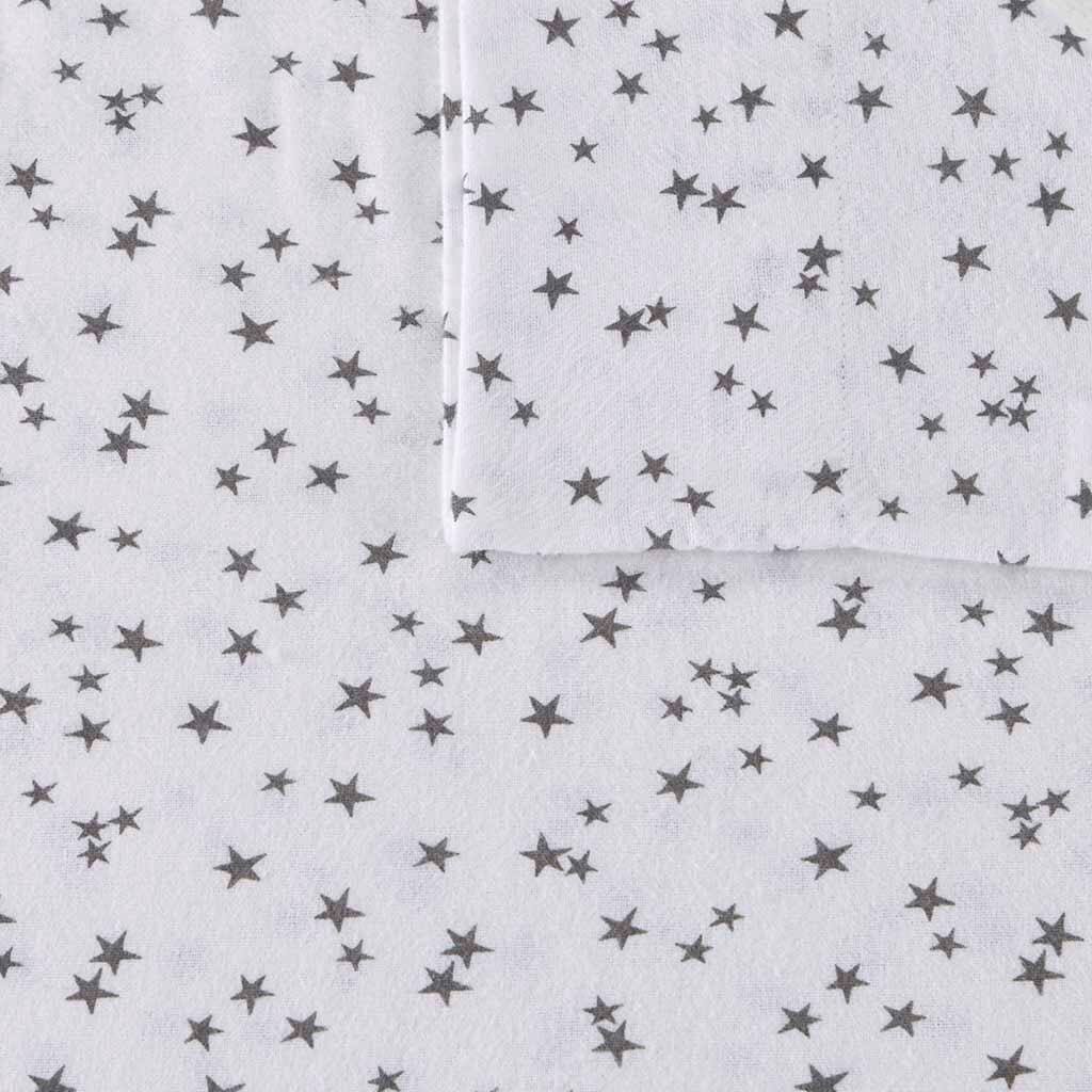 Alt View 5. Gracie Mills - Gracie Mills Atticus Cotton Flannel Printed Sheet Set - Grey Stars.